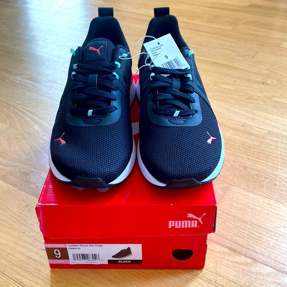 Black and pink/ peach and white